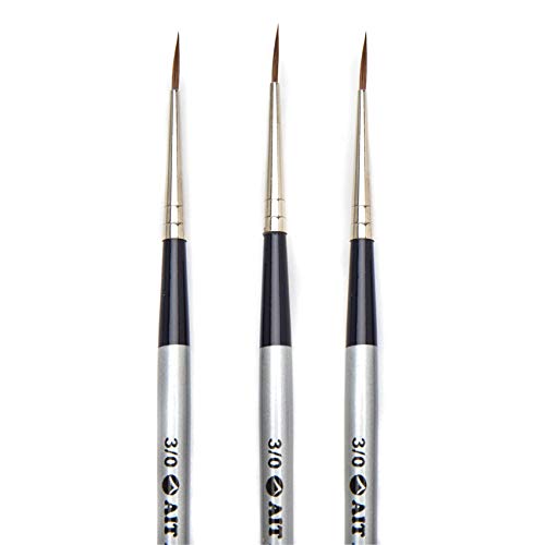 Ait Art Select Mini-Liner Detail Paint Brushes, Size 3/0, Pack Of 3, Pure Russian Red Sable, Handmade In Germany For Crafting Exquisite Details Using Oil, Acrylic, Or Watercolors #TOP4