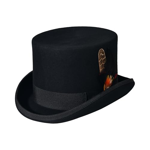Image of Wool Top Hat for Men Women Topper Hat Mens Tall Tophat Christmas Costume