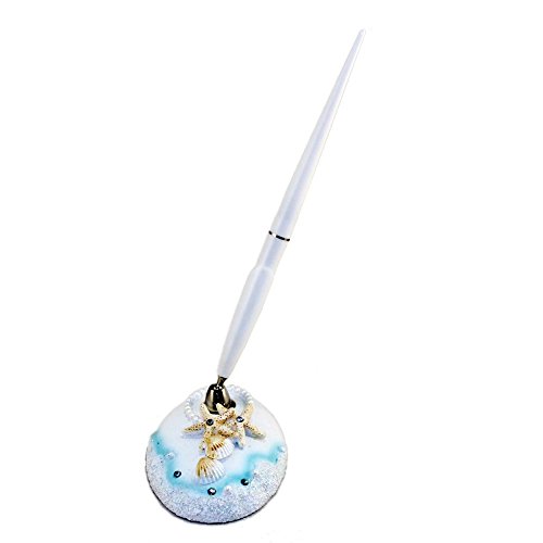 Fashioncraft 2419 Finishing Touches Collection Beach Themed Wedding Pen and Holder Set, White