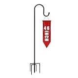 CMASTER Garden Schäferhaken, 1 Stück 46 inch Metall-Gartenstecker Mit Heavy Duty Rust Resistant Haken Mit 5 Prong Base Shepherds Crook Hook für Vogelkäfige, Solarleuchten, Laternen, Hochzeit (46inch)