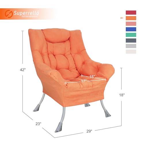Superrella Modern Soft Accent Chair Living Room Upholstered Single Armchair High Back Lazy Sofa (Orange)