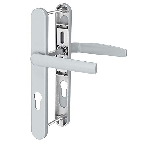 Preisvergleich Produktbild Schmalrahmengarnitur Schutzbeschlag Schildgarnitur Wechselgarnitur 8 / 92mm (Rolllädengriff / Drücker, Silber)