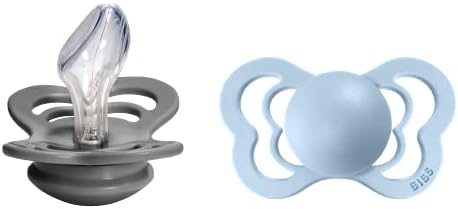 BIBS Couture Soother 2-Pack, BPA Free Dummy Pacifier, Orthodontic Nipple. Silicone, Size 1 (0-6 Months), Peach/Woodchuck