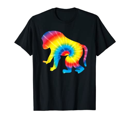 Tie Dye Ape Rainbow Print Scimmie Gorilla Hippie Peace Regalo Maglietta
