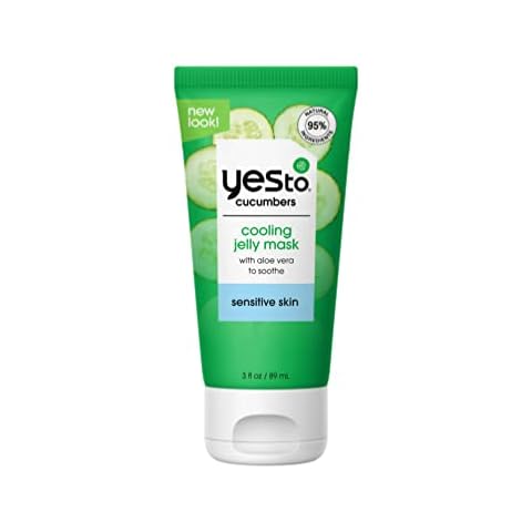 Yes To Cucumber Cooling Jelly Mask, Hydrating Bouncy Lightweight Gel Mask That Leaves Skin Feeling Cool, Soothed & Refreshed, With Cucumber Extract & Antioxidants Natural Vegan & Cruelty Free, 3 Fl Oz Cover