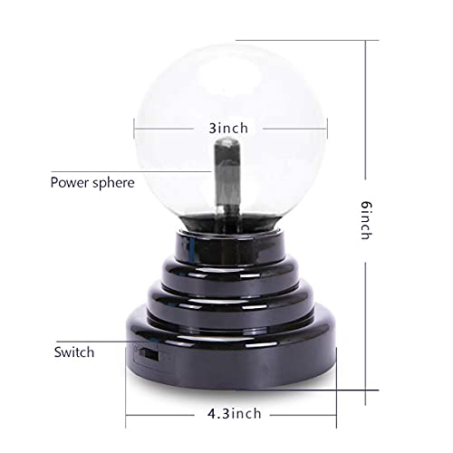 Stemclas Plasma Ball/Light/Lamp, Static Electricity Globe Electric Lightning Ball, Touch Sensitive, USB Powered, Amazing Gift for Parties, Birthday and Holiday, 3 Inch, for Age Over 14 Years Old
