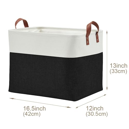 Image of DECOMOMO Storage Baskets | Large Storage Bins Fabric Baskets for Organizing Laundry Nursery Toys Cloth Linen Closet Organizers with Handles (Black & White, XXL - 3 Pack)