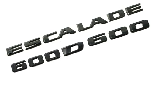 Image of 3Pcs Escalade 600 600D Rear Liftgate Emblems Car Badge Letter 84787581 86543262 Compatible with 2021-2025 Escalade (Glossy Black)