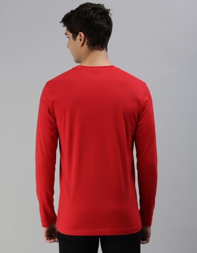 Image of Veirdo Pure Cotton Round Neck Regular Fit Graphic Printed Full Sleeve T-Shirt for Men (Colors- Red, Navy, Black, Swanwhite & White) Sizes: S to 2XL