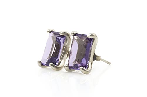 Clous d'oreilles améthyste et argent 925 faits main pour femme