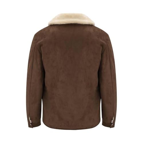 Men's Fleece Jacket Suede Faux Fur Collar Jacket Sherpa Lined Lapel Coat Heavyweight Leisure Winter Coat Outwear4