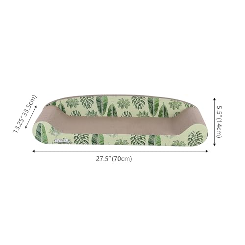 Image of CSR1004B Montego 27.5 inch Coastal Patterned Cardboard Lounge Bed Cat Scratcher with Catnip, Mint /Green