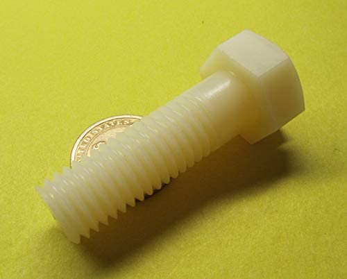 Natural Nylon Hex Head Bolts PT 5/8"-11 Thread x 2.00" Long 20 pcs