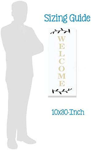 Miniatura 2 de Calcomanías verticales de bienvenida de vinilo con letras de laurel, decoración de pared, 10 x 30 pulgadas, color negrobeige
