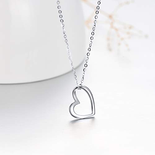 Sisgem 14K White Gold Open Heart Necklace For Women thumb #4
