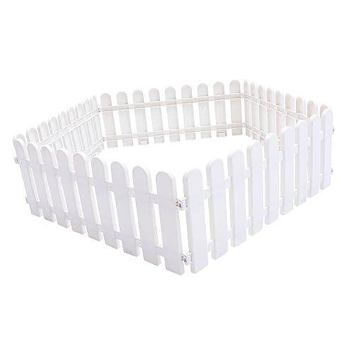 KITANDOVE 5 Pièces La Barrière Bordure De Terrasse Mini Palissade Pliable Panneau De Bordure De Piquet Clôture D'affichage Bordures De Plantes Porte Chien Coin Portes Décor Plastique Blanche