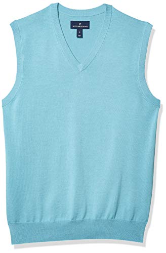 Amazon Brand - Buttoned Down Men's 100% Supima Cotton Sweater Vest, Aqua, X-Large