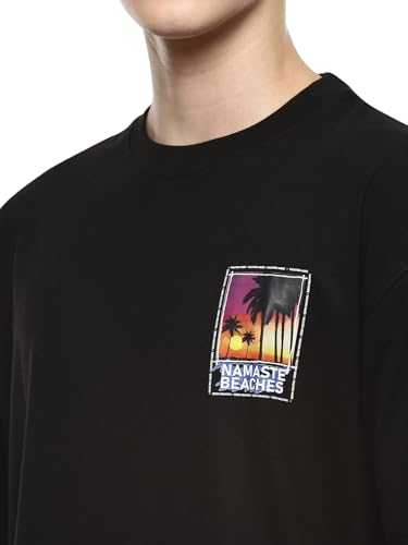 Image of hummel Vacay Men's Oversize Fit, Drop Shoulder Crew Neck Graphic Print Casual T-Shirt