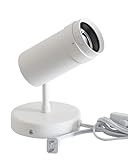 Opulux White 9W Plug-in LED Zoomable Spotlight with Switch, Adjustable Beam Angle 10°–55°, CRI 97 Accent Uplight for Indoor Plants, Art, Wall or Ceiling – Aluminum Body, Warm White 3000K