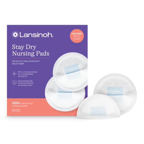 Image of Lansinoh Stay Dry Disposable Nursing Pads, 200 Count | Soft, Super Absorbent, Breast Pads, Breastfeeding Essentials for Moms