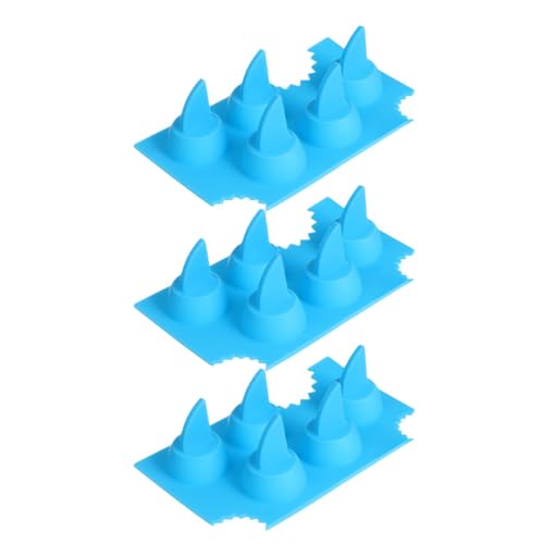 Molde de silicona para cubos de hielo forma aleta de tiburón 3 piezas miniatura 1