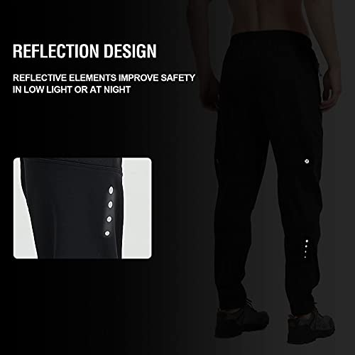 Stretchup Men's Winter Outdoor Waterproof Hiking Mountain Bike Pants,Mens Fleece Lined Thermal Cycling Running Pants (Black, L) #TOP4