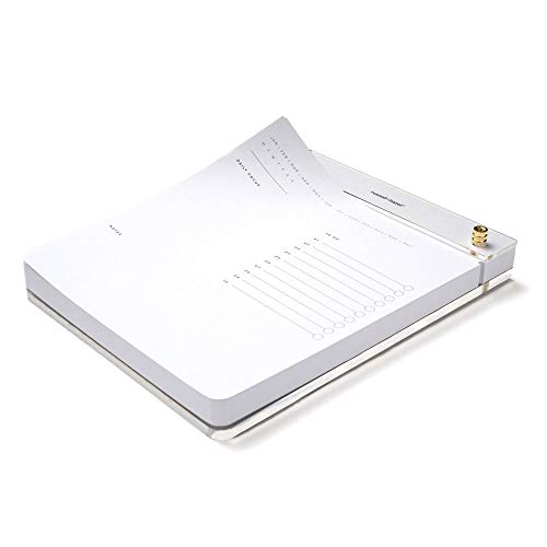 Image of RUSSELL+HAZEL Acrylic Drafter's Tablet, Acrylic Tablet Pad, Desk Accessory, 6.375 inch W x 8.4375 inch H, Clear Acrylic Pad with Gold Details and White Refillable Paper (55748)