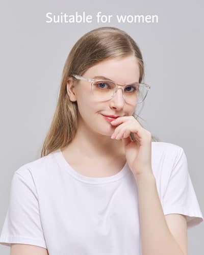 Image of ANRRI Blue Light Glasses Men Women Transparent Blue Light Blocking Computer Glasses Anti Eyestrain Lightweight Clear Frame
