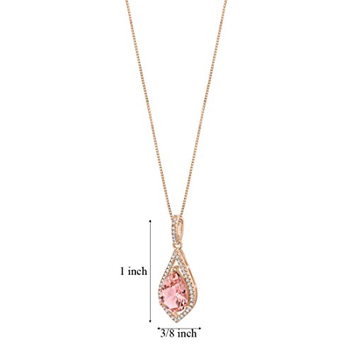 Peora Simulated Morganite Floating Teardrop Pendant Necklace for Women 925 Rose Gold-tone Sterling Silver, 3.50 Carats Pear Shape 12x8mm, with 18 inch Chain - Image 3