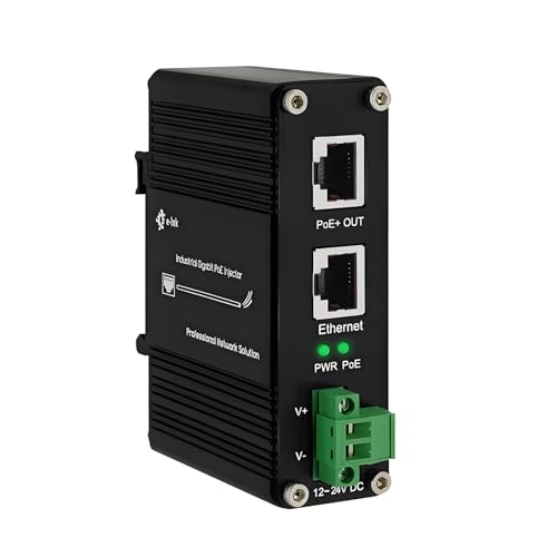 Image of Industrial Gigabit Passive 24V PoE Injector Hardened PoE Adapter with 12-24V DC Input 24V PoE Output DIN- Rail /Wall Mount