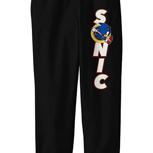 Bioworld Sonic The Hedgehog Modern Vertical Logo Youth Boys Black Sweatpants2
