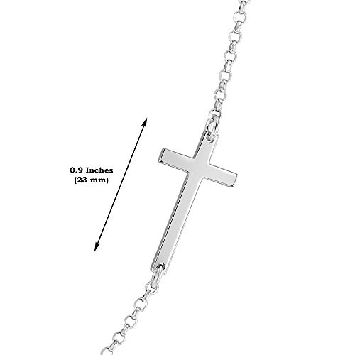 Sterling Silver Sideways Cross Necklace with Adjustable Rolo Chain and Faith Keepsake Card Gift For Women4