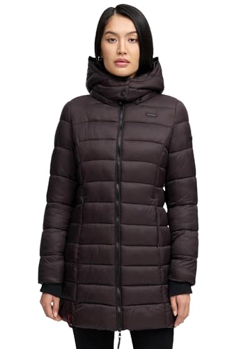 MARIKOO Herbst Winter Übergangs Steppmantel Jacke Mantel gesteppt B603 [B603-Abend-Choco-Gr.S]