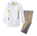 Spring Notion Boys' Customizable 4-Piece Suspender Outfit with Patterned Bow Tie Size 4T