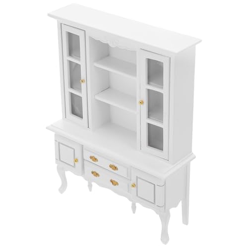 Bibliothèque miniature en bois blanche à offrir pour décorer une vitrine 1:12