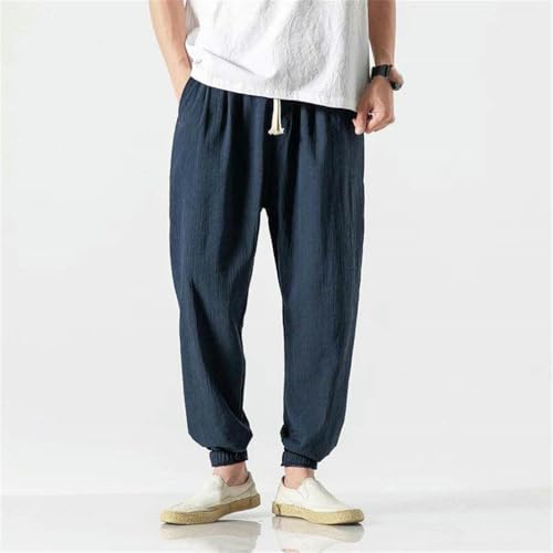 Pantalons harem coton lin hommes pour vacances décontractées