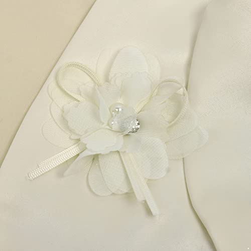 Sholeno Kids Flower Girls Wedding Bolero Shrug Open Front Long Sleeves Flower Cardigan Party Cropped Jacket Beige 18-24 Months4