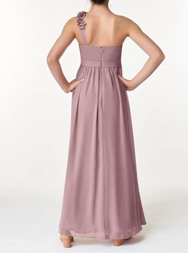 One-Shoulder Junior Bridesmaid Dress Chiffon Flower Girl Dresses for Wedding Ruffles Party Gowns for Teen Girls4