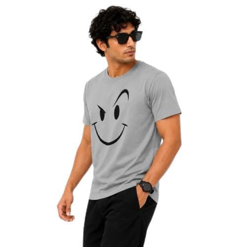 Image of The Unusual Men's Graphic Printed T-Shirt, Stylish Cartoon Character Print Crew Neck Half Sleeve Casual T-Shirt, Soft Comfortable Regular Fit Tee for Everyday, Streetwear & Outings