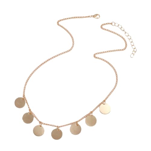 iplusmile 女性用ネックレス 花嫁用ネックチェーン 鎖骨ネックレス 合金製 調節可能なチェーン付き 無垢風デザイン 丸型チャーム クラシックカラー