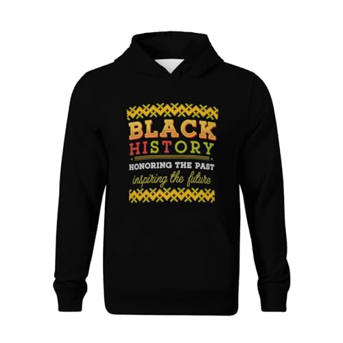 Kids Retro Honoring Past Inspiring Future Black History Month Boys Girls Lightweight Kangaroo Pocket Fleece Hoodies2