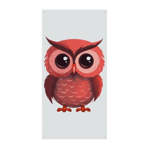 Bannière de porte hibou rouge pour décorer le porche et le jardin