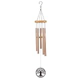 MYCRLIFE Solar Wind Chimes Outdoor with Glass and Copper (Circular Tree of Life)