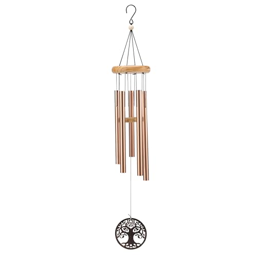 Deep Tone Wind Chimes for Outdoor – Handcrafted Copper Pipe Wind Chime with Tree of Life Pendant, Melodic Garden & Patio Decor (Ideal Gift for Mother, Grandmother, Housewarming) (Style 2)