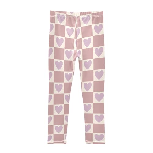 Cartoon Purple Hearts Girls Leggings Soft Comfortable Athletic Leggings Dancing Pants for 4-10 Years2