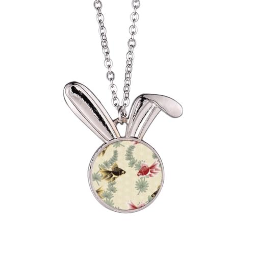 Collier lapin et poisson anti-ternissement pendentif herbe d'eau léger