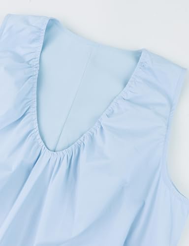 Image of Women Flowy Maxi Dress Ruched Sleeveless Long Dress Vacation Fashion Summer Casual Loose Fit Sundress with Pockets