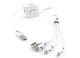 USB Cable,Miclech Retractable 4 in 1 Multifunctional Universal USB Charger Cable for iPhone, Android,MP3,MP4.