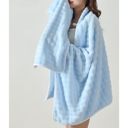 RAOPLA Handtücher, Korallen-Fleece-Handtuch-Set (1 Bad + 1 Hand), ultraweiche, hochsaugfähige und schnell trocknende Bade- und Handtücher für Badezimmer, Fitnessstudio oder Hotel (Blau) – Bild 4