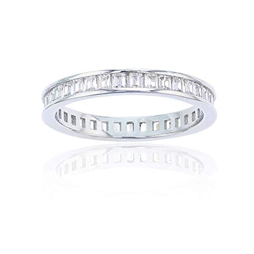 Sterling Silver 5MM Round Yellow, White, Rose Eternity Band Ring